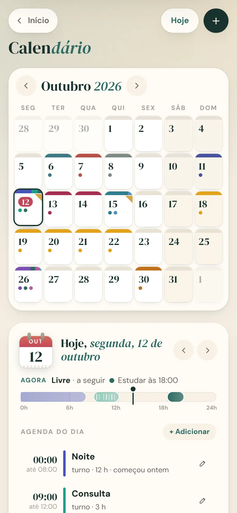 Calendário de turnos