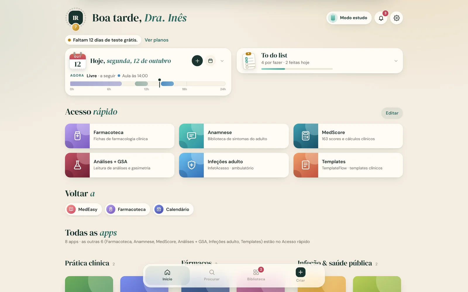 Início da All-in Med no computador